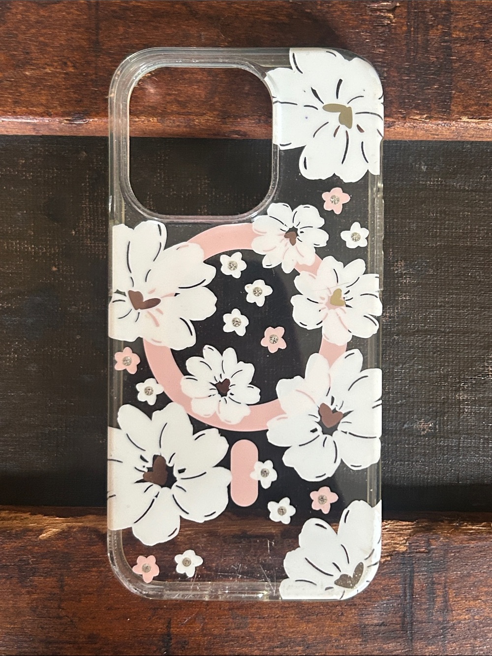 kate spade Clear Floral Phone Case with White Flowers; iPhone 14 Pro